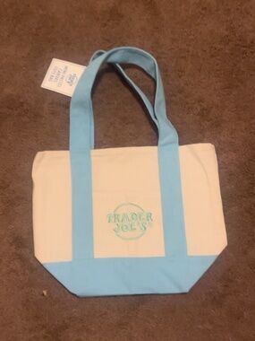 TRADER JOES Mini Pastel Canvas Tote Bag 🔥Limited Edition!🔥 2025 Sky Blue NWT